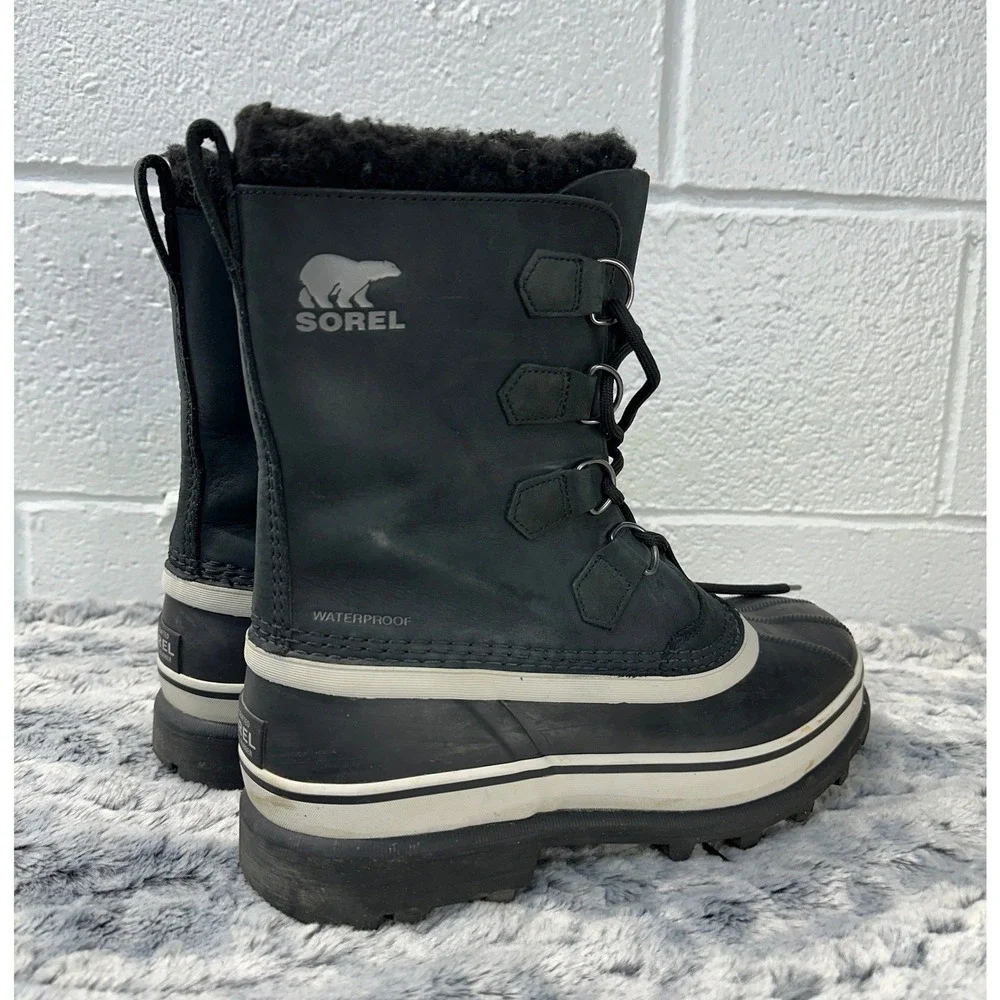 Sorel Caribou Snow Boots Black Waterproof Insulated / Mens 8